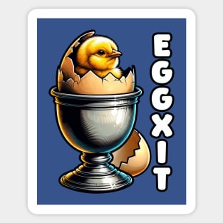 Eggxit Cute Chick Egg Pun Sticker